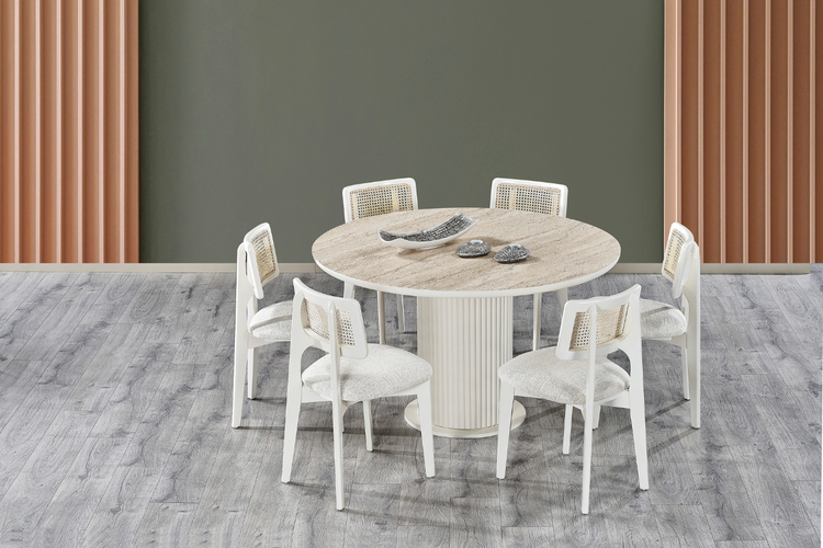 Aqua Runder Tisch TRAVERTIN