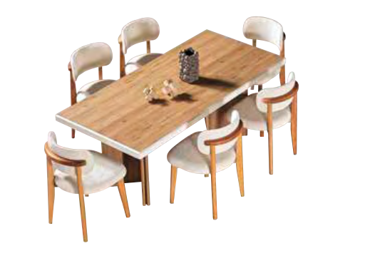 Tuna Esszimmer Holzstuhl mit Polsterung (6 Stück)