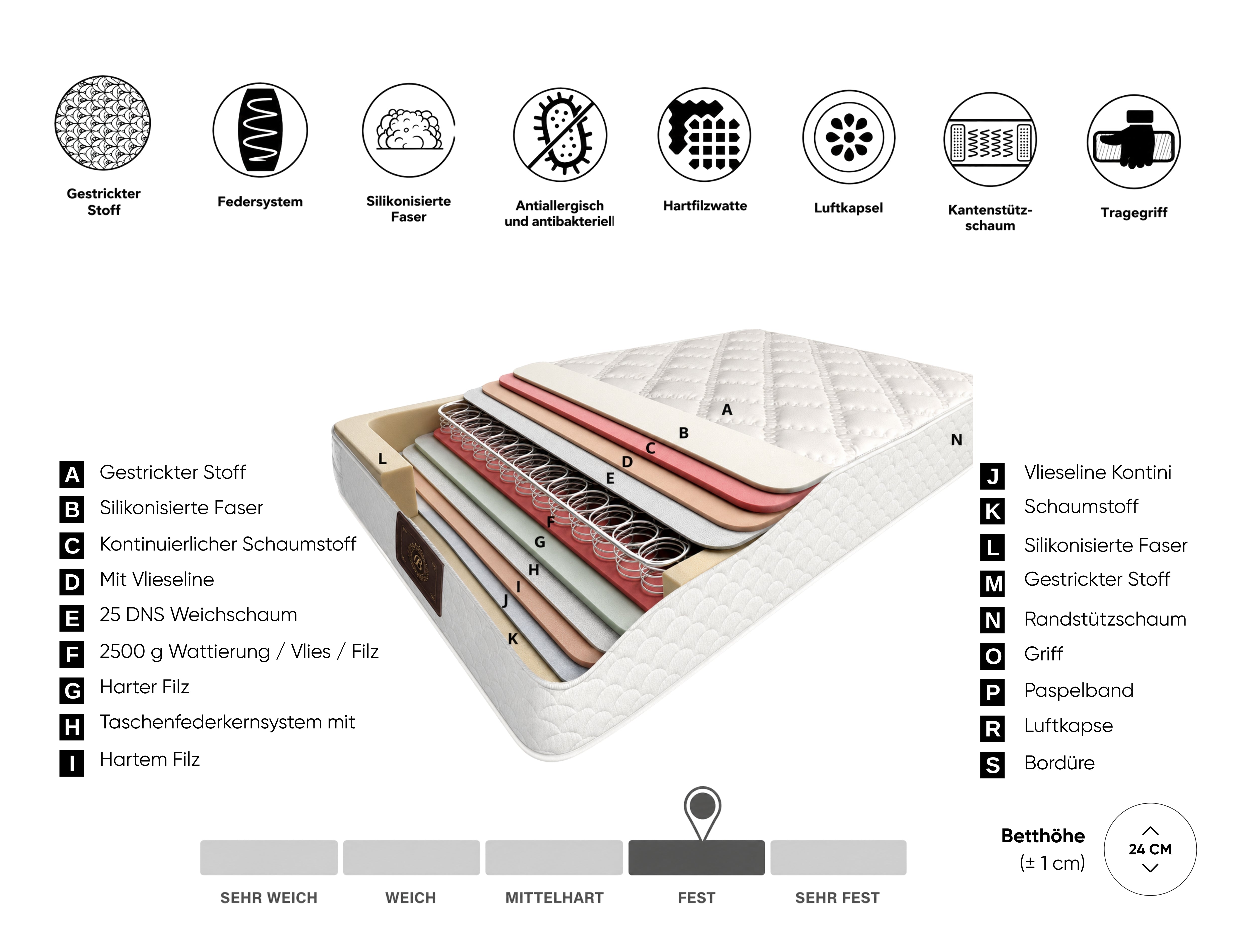 Latekstra Bett-Set mit Matratze