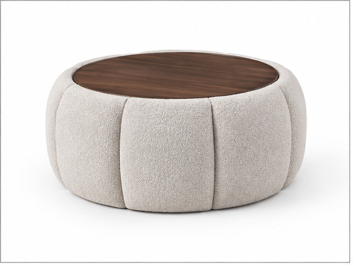 Lucas Runder Hocker mit Holzplatte