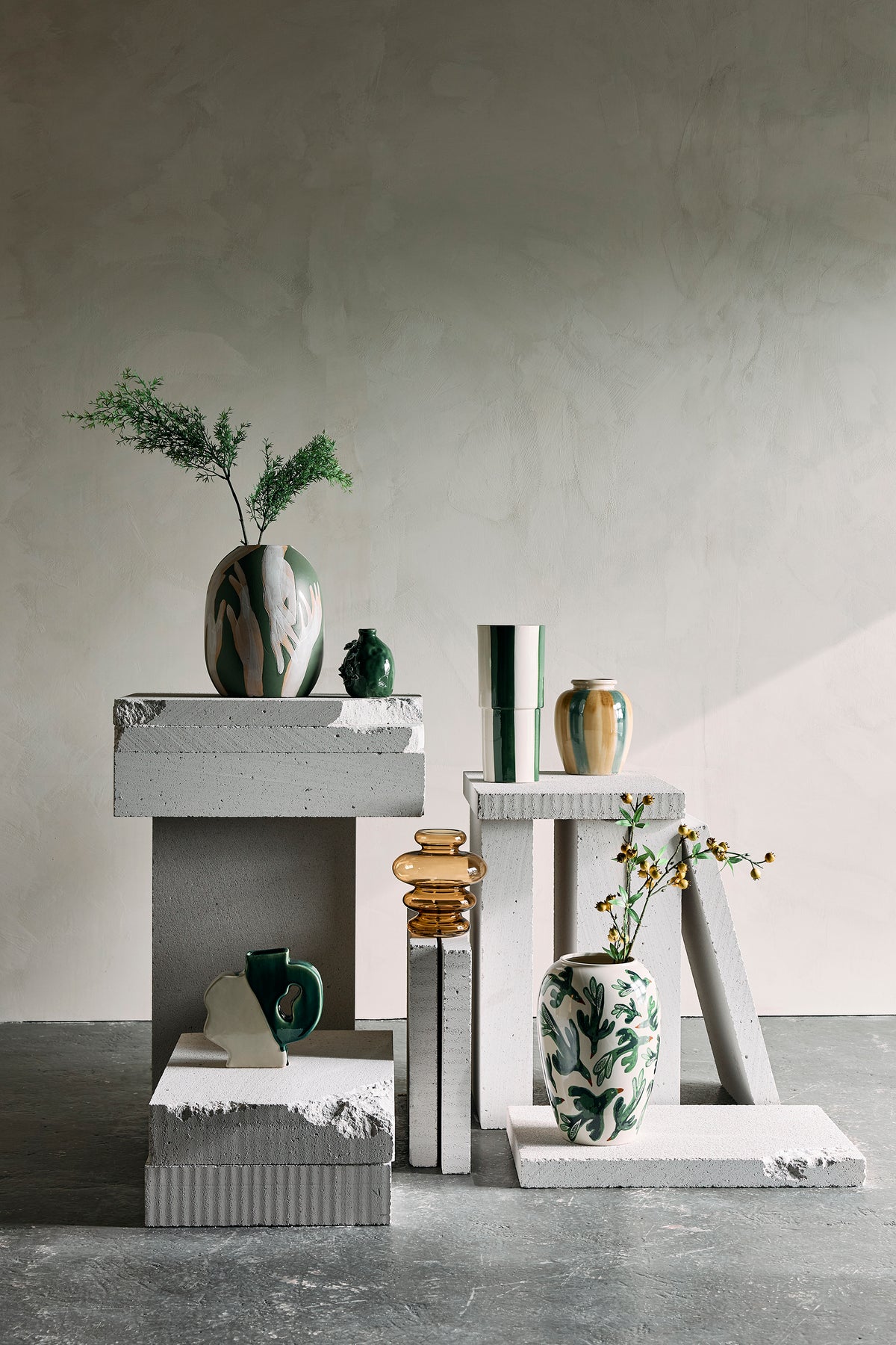 Floki Vase – Grün, Steingut