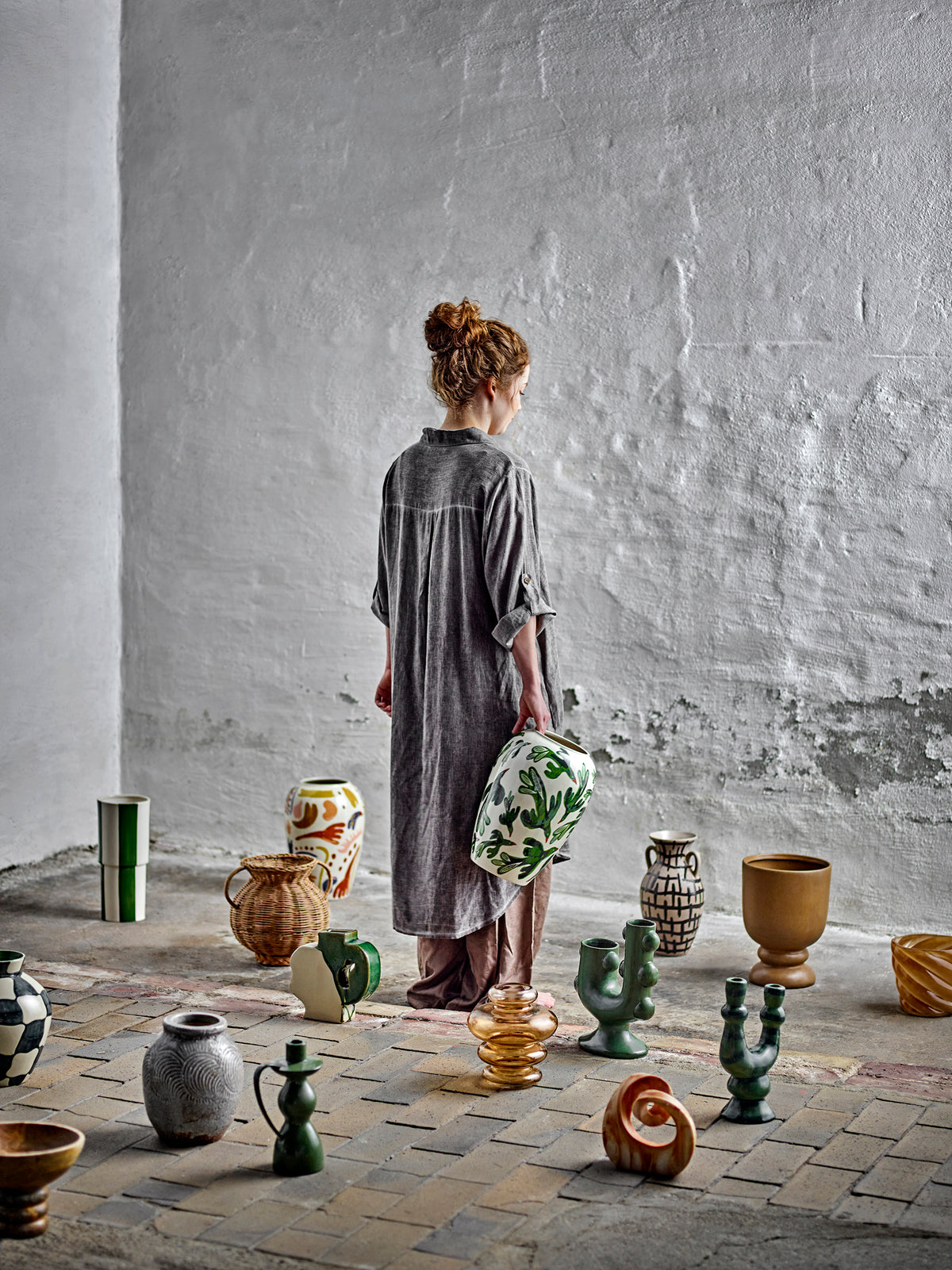 Floki Vase – Grün, Steingut