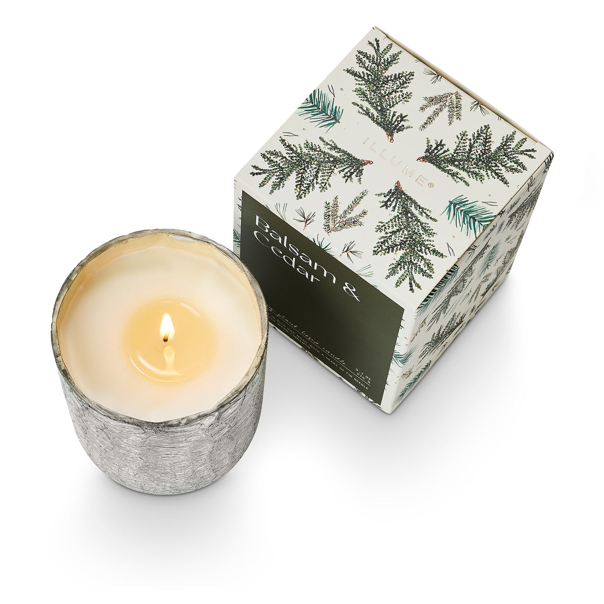 Balsam & Cedar Duftkerze im Crackle-Glas – Grün
