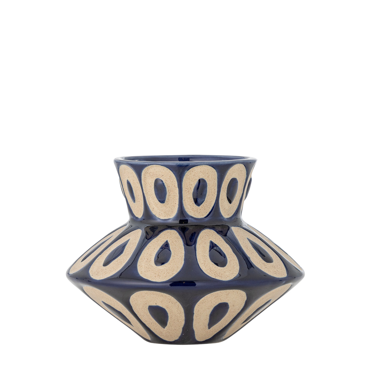 Bashir Vase – Blau, Steingut Ø 16 × H 12 cm
