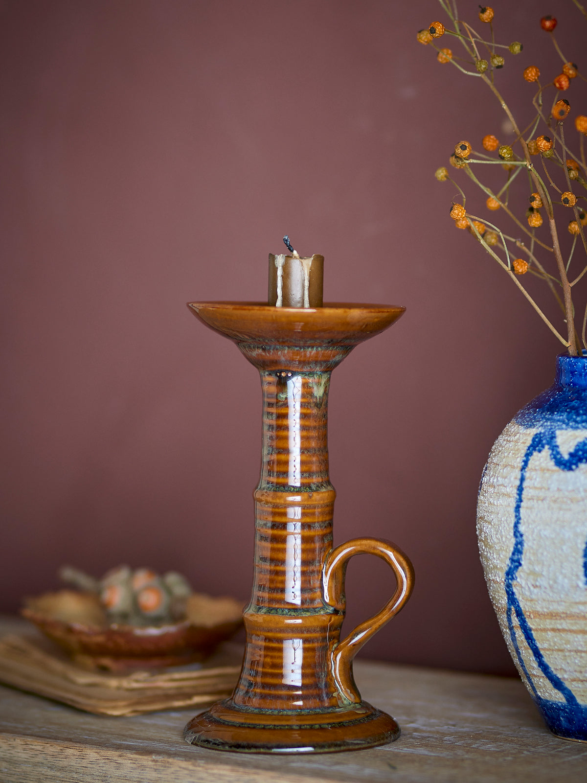 Rigby Kerzenhalter – Braun, Steingut