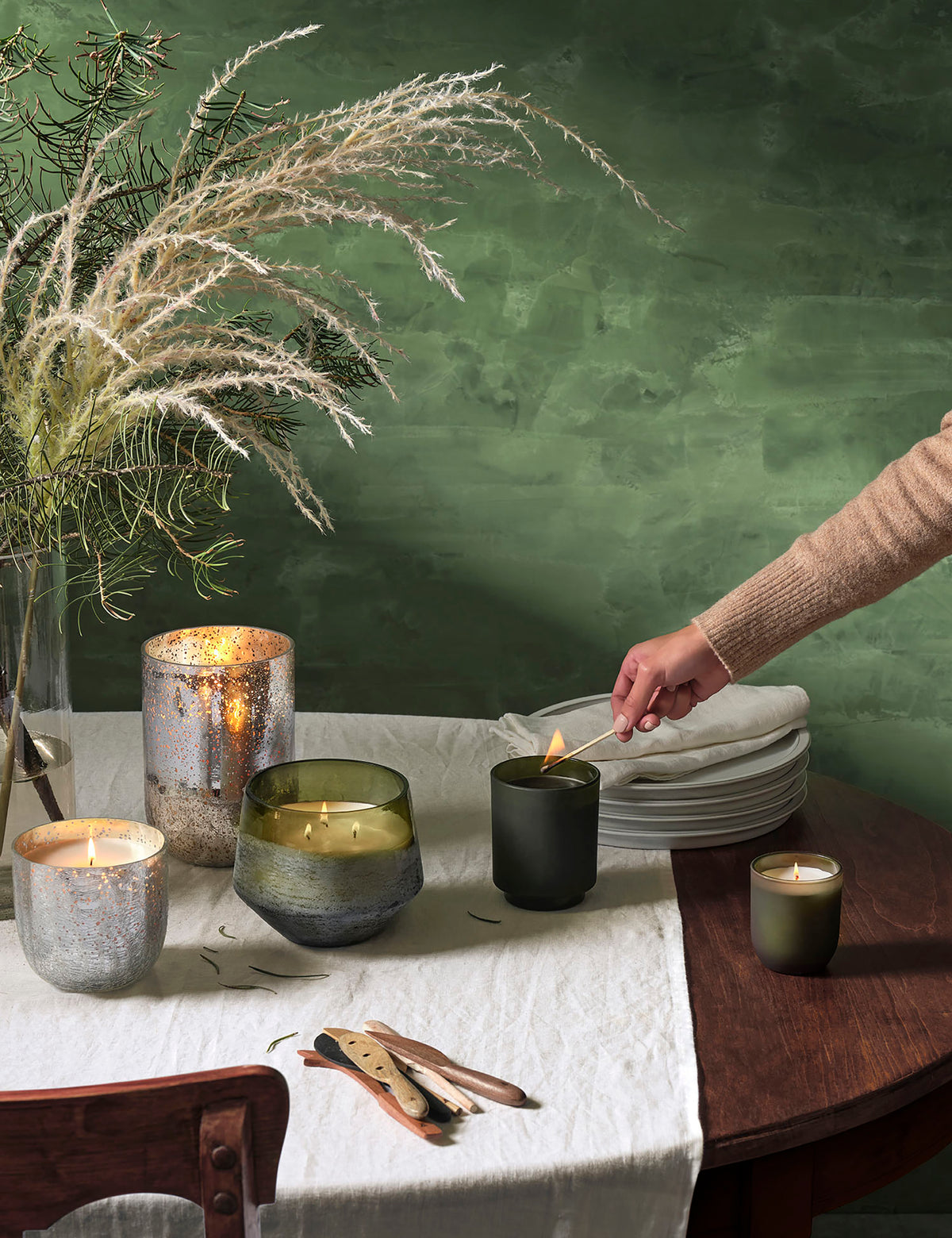 Balsam & Cedar Duftkerze im Crackle-Glas – Grün