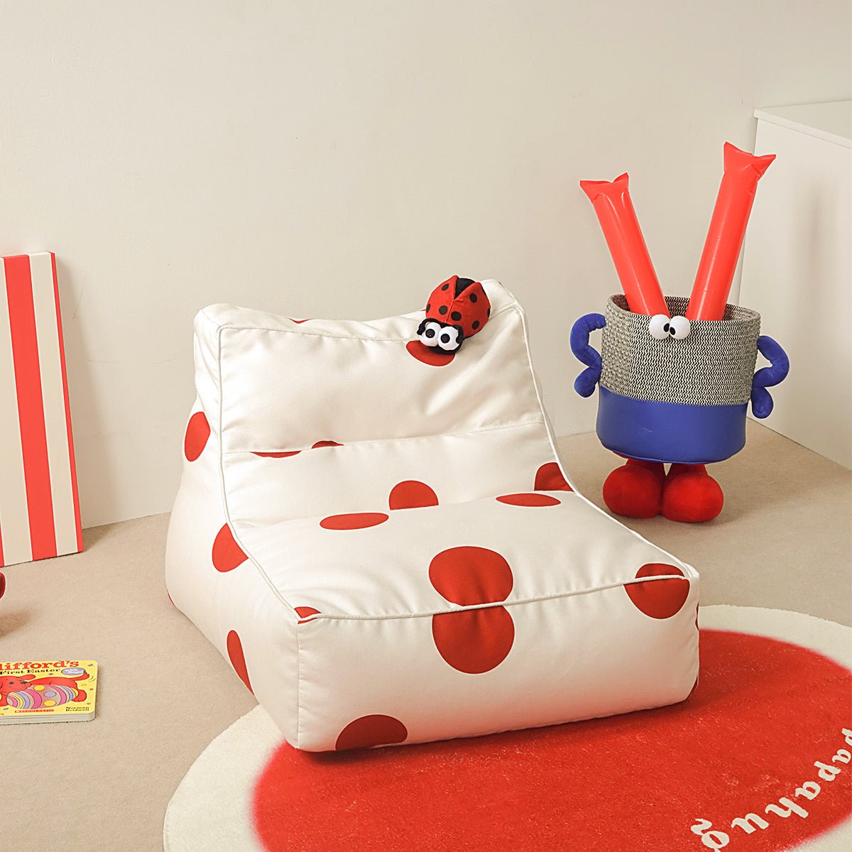Polka Dot Lady Bug Bean Bag Chair Red