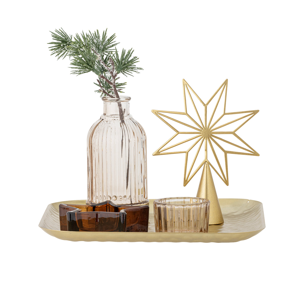 Sanga Tablett mit Teelichthaltern – Gold, Glas Default Title