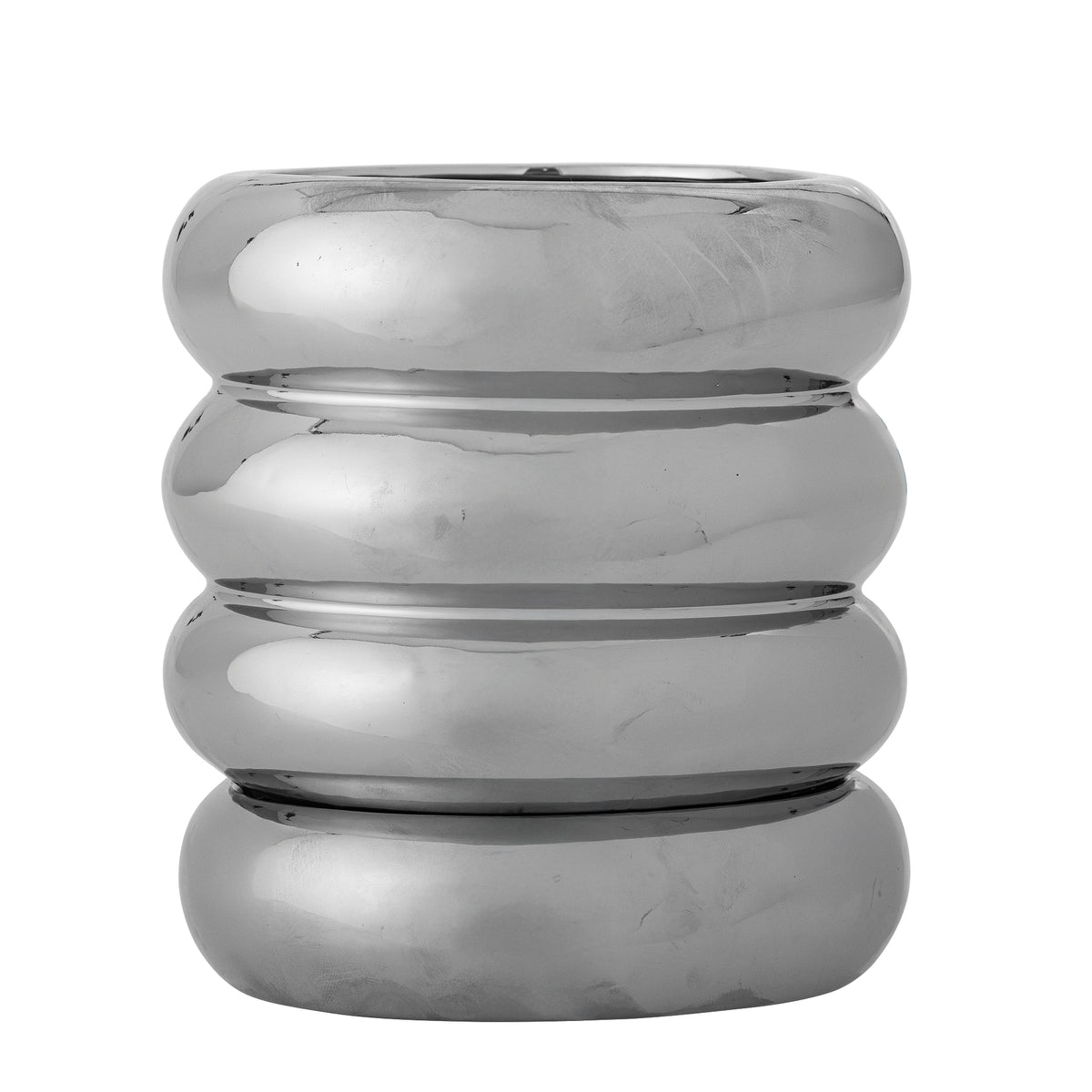 Shine Blumentopf mit Untersetzer – Silber, Steingut Default Title