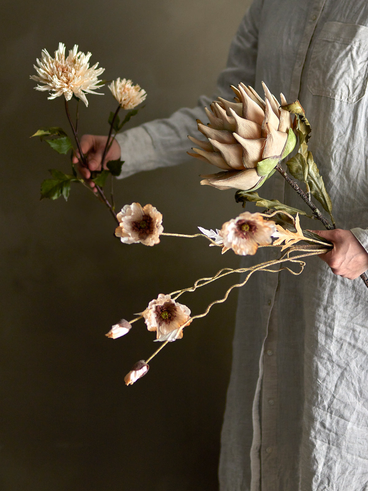 Chrysantemum Kunstblumen-Stiel – Natur