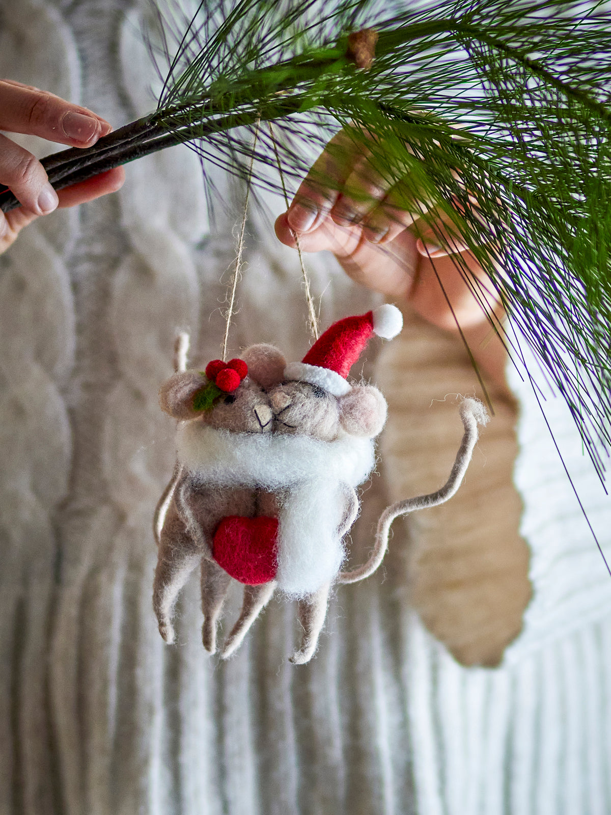 Peo Weihnachtsanhänger – Grau, Wolle