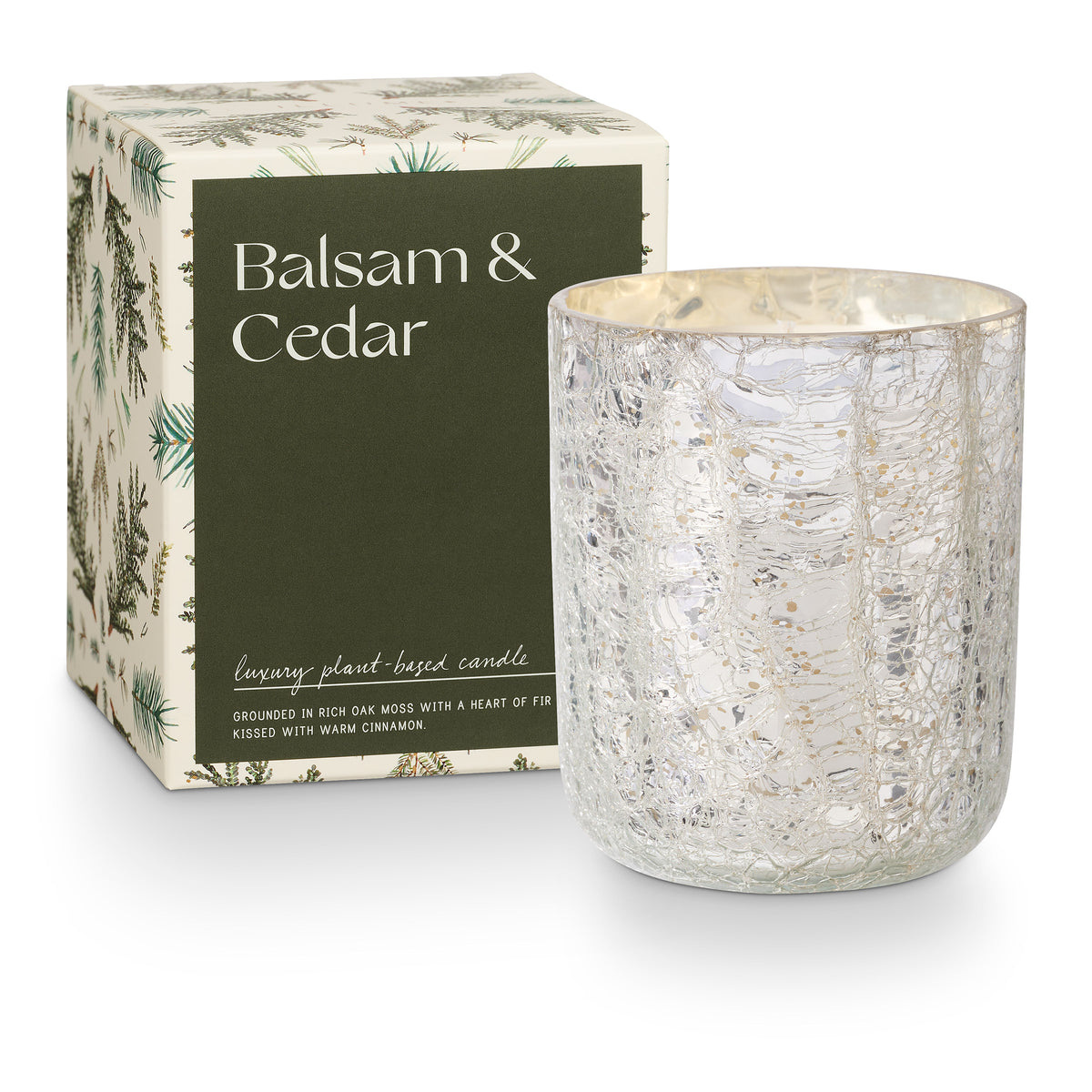 Balsam & Cedar Duftkerze im Crackle-Glas – Grün Default Title
